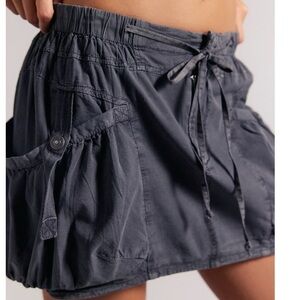 We The Free Dark Slate Drawstring Cargo Skort